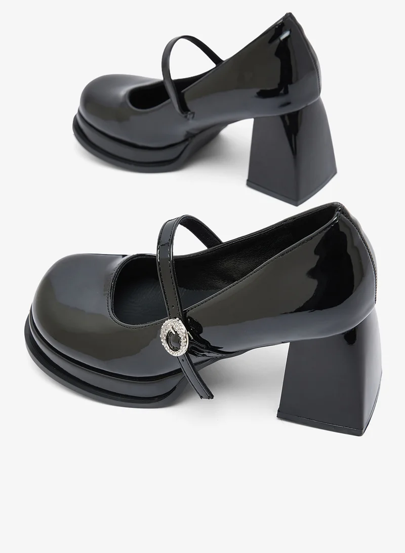 Ginger  Platform Chunky High Heel Strap Buckle Detail Mary Janes for Women | Best Price UAE